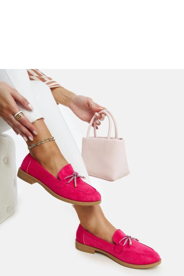 Pink Mocassin in Moccasins, Loafers with Fabric and Heel Height