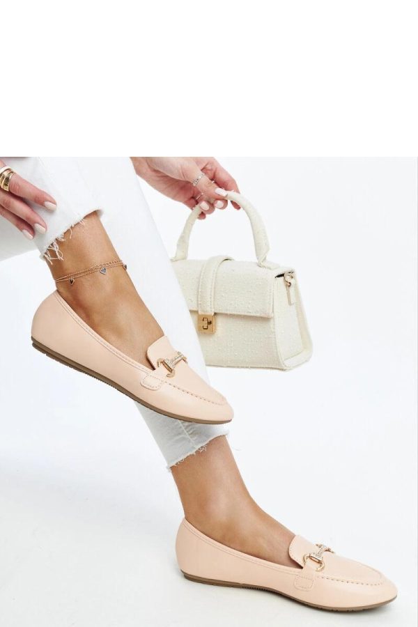 Beige Mocassin in Moccasins, Loafers with Fabric and Heel Height