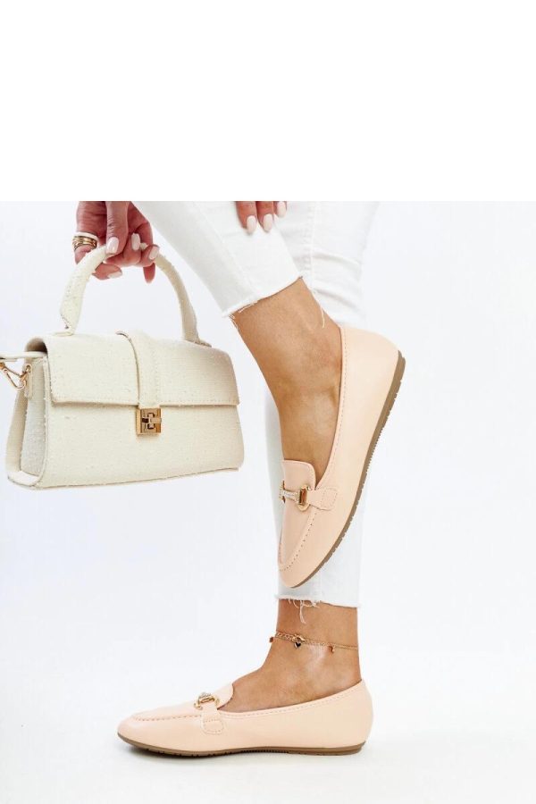 Beige Mocassin in Moccasins, Loafers with Fabric and Heel Height