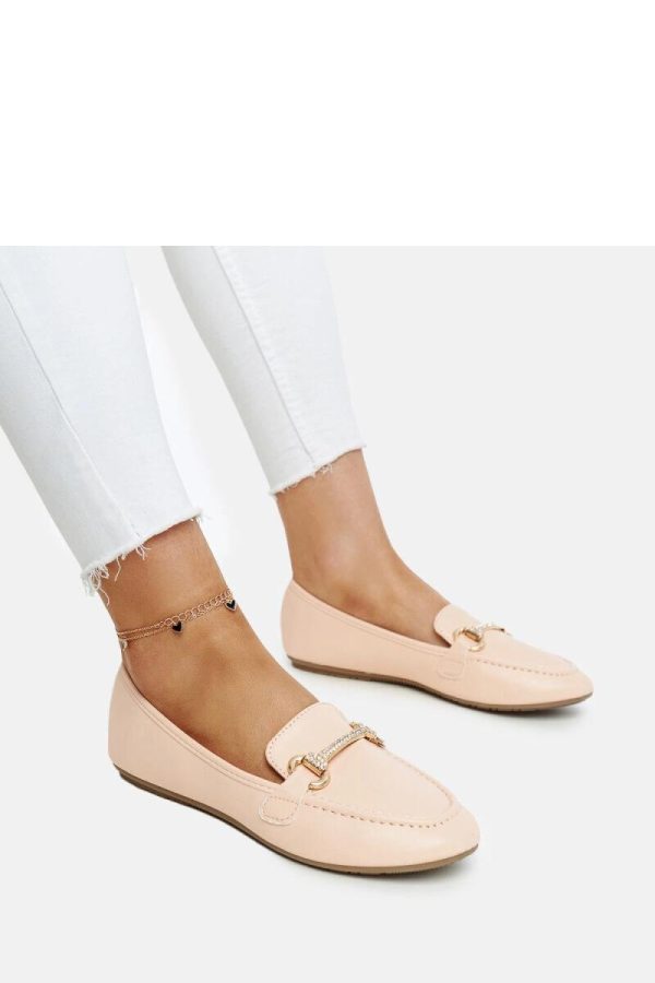 Beige Mocassin in Moccasins, Loafers with Fabric and Heel Height