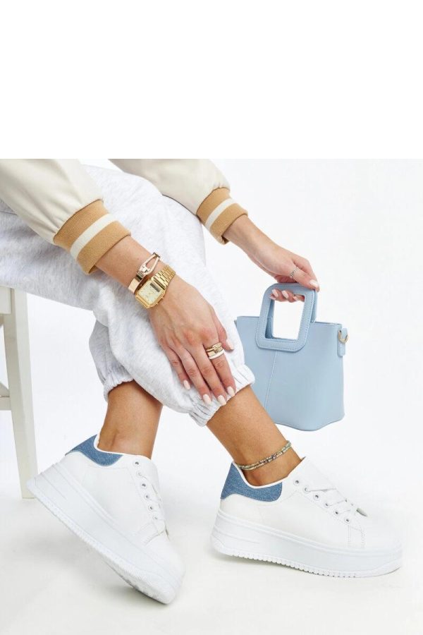White Platform Sneakers in Women`s Athletic Shoes, Trainers, Sneakers with Fabric and Heel Height