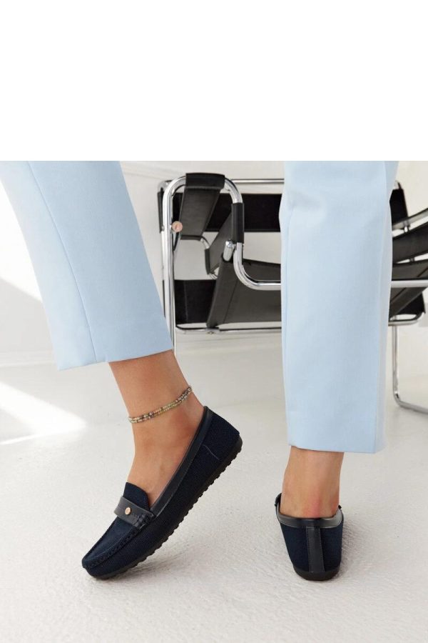 Blue Mocassin in Moccasins, Loafers with Fabric and Heel Height