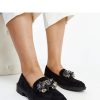 1061322 Black Mocassin in Moccasins, Loafers with Fabric and Heel Height