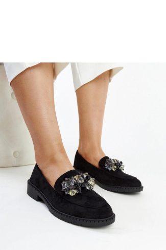 1061322 Black Mocassin in Moccasins, Loafers with Fabric and Heel Height