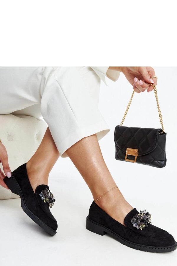 Black Mocassin in Moccasins, Loafers with Fabric and Heel Height