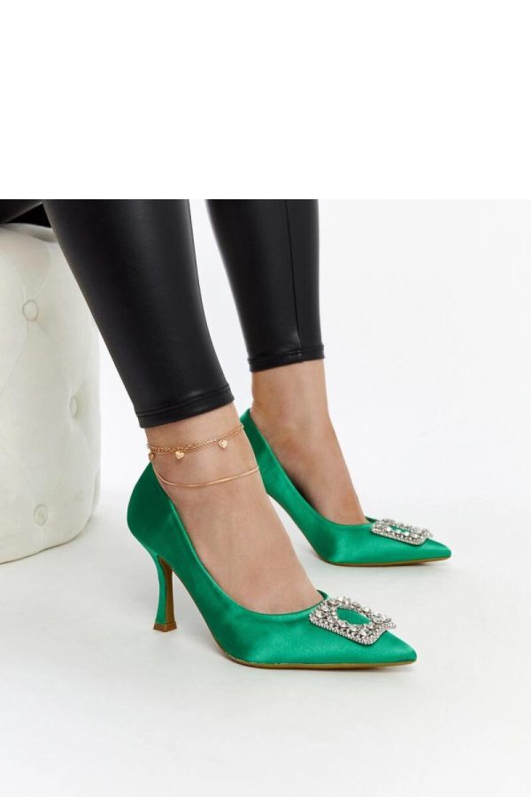 Green High Heel Pumps....Fabric and Heel Height