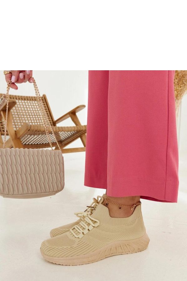 Beige Sport Shoes.Fabric and Heel Height