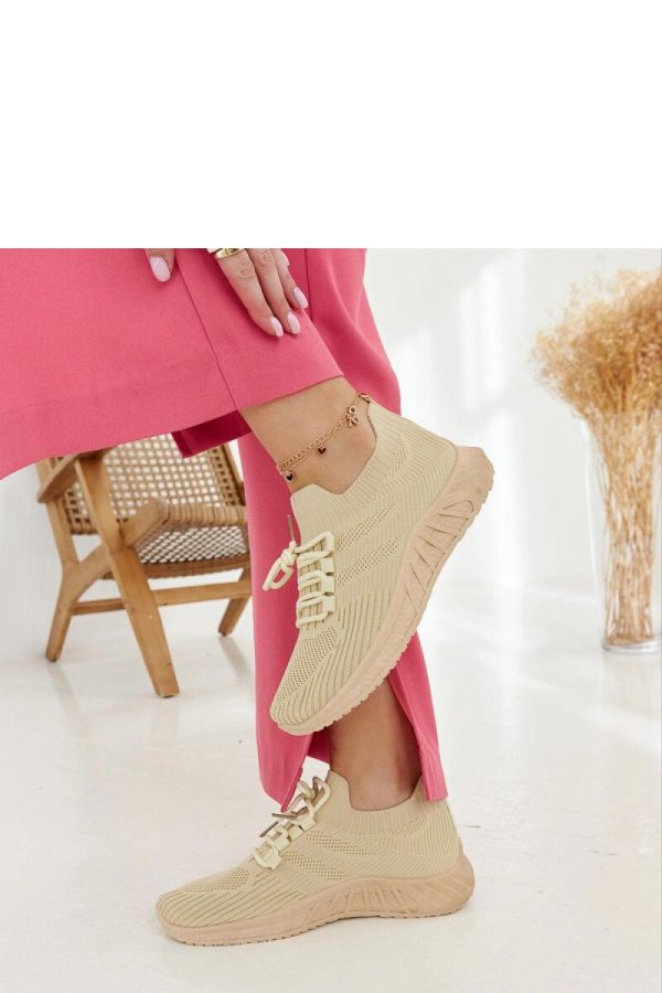 Beige Sport Shoes.Fabric and Heel Height