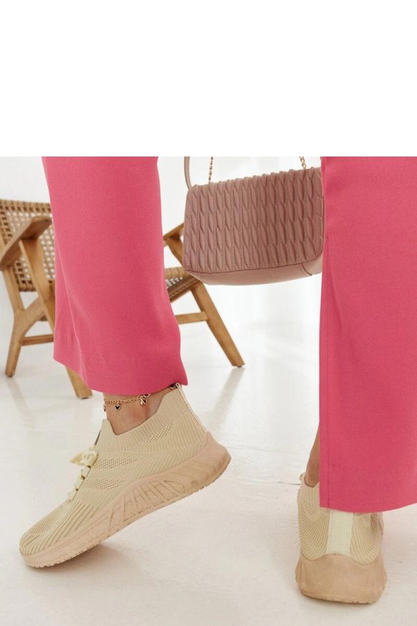 Beige Sport Shoes.Fabric and Heel Height