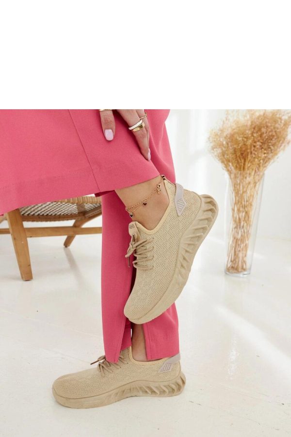 Beige Sport Shoes.Fabric and Heel Height