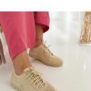 Beige Sport Shoes in Women`s Athletic Shoes, Trainers, Sneakers with Fabric and Heel Height