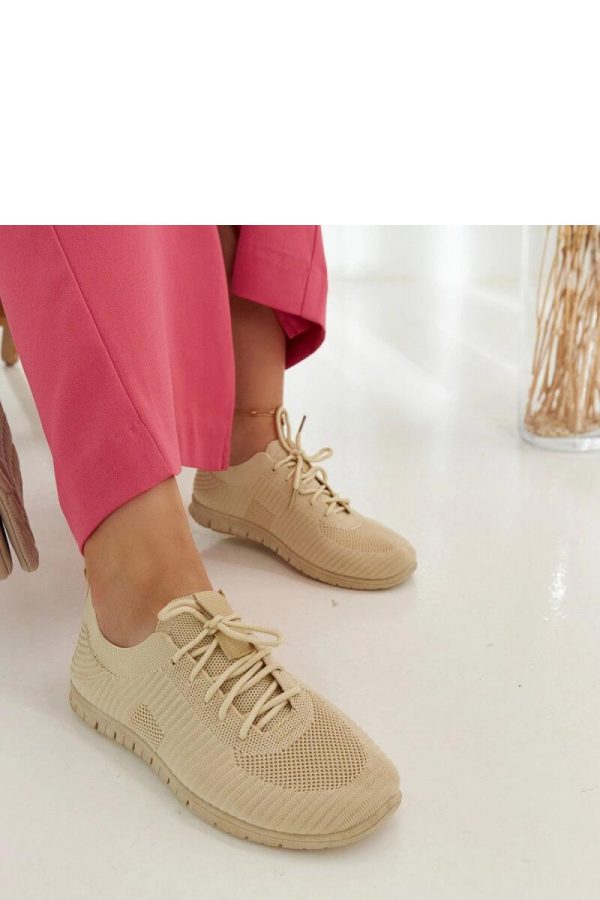 Beige Sport Shoes in Women`s Athletic Shoes, Trainers, Sneakers with Fabric and Heel Height