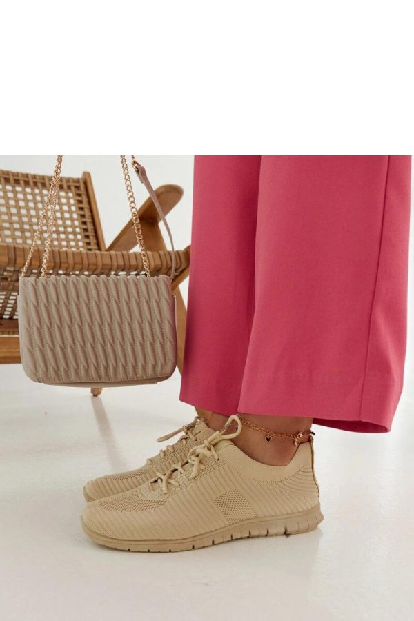 Beige Sport Shoes in Women`s Athletic Shoes, Trainers, Sneakers with Fabric and Heel Height
