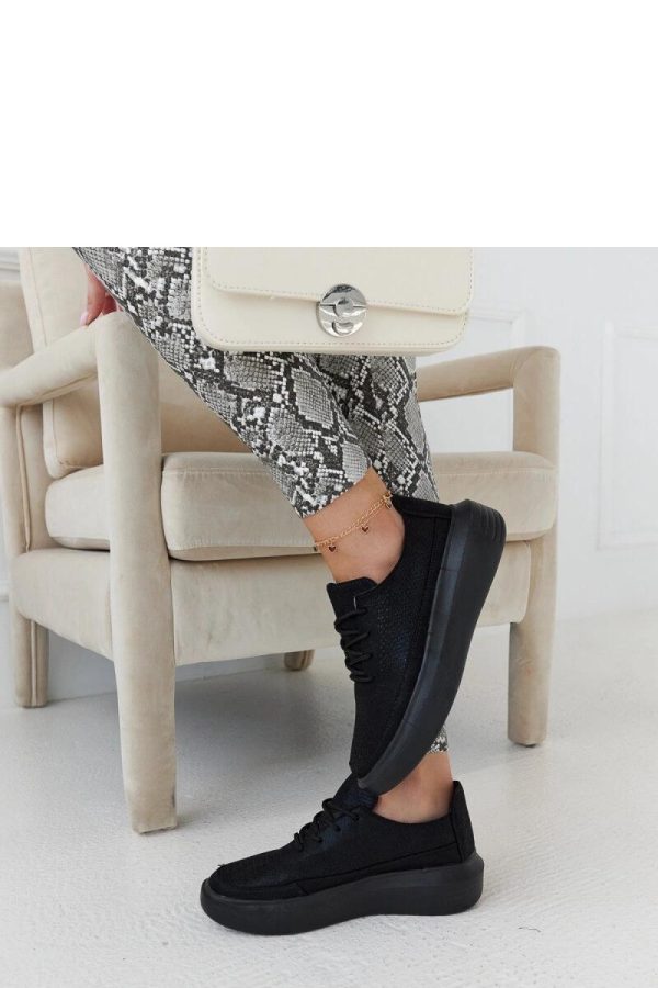 Black Platform Sneakers in Women`s Athletic Shoes, Trainers, Sneakers with Fabric and Heel Height