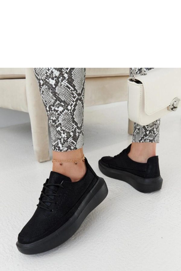 Black Platform Sneakers in Women`s Athletic Shoes, Trainers, Sneakers with Fabric and Heel Height