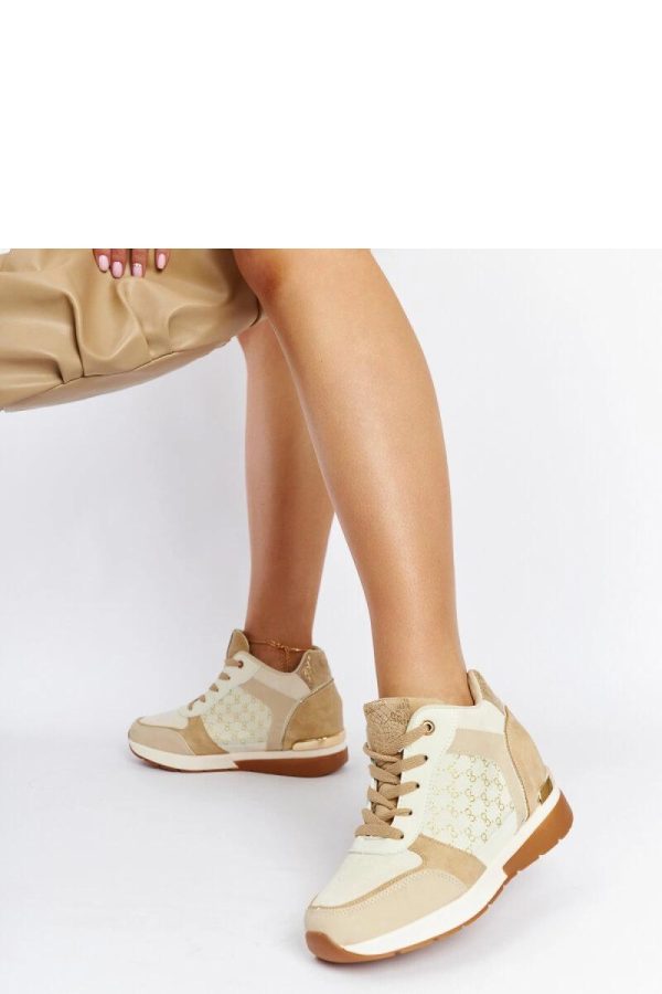 Beige Wedge Sneakers..Fabric and Heel Height
