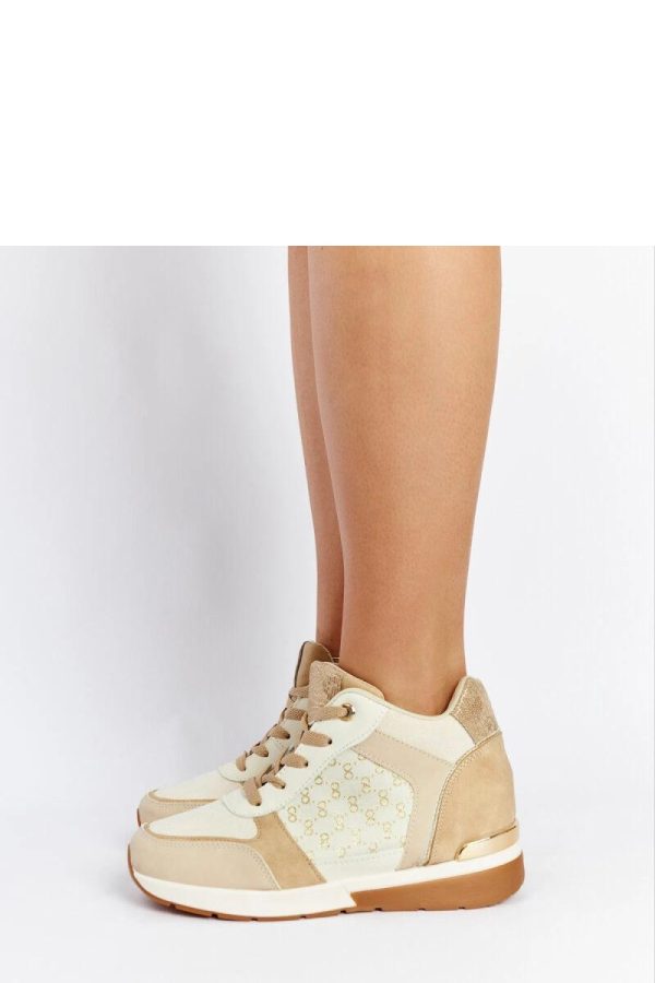 Beige Wedge Sneakers..Fabric and Heel Height