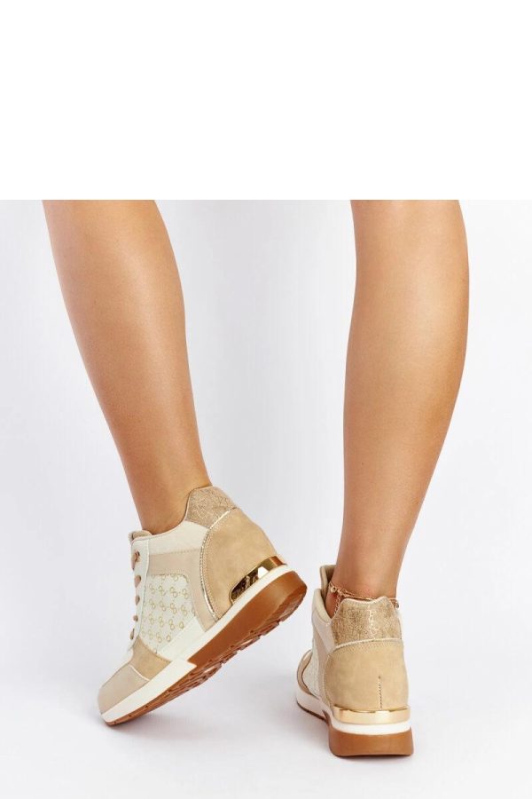 Beige Wedge Sneakers..Fabric and Heel Height