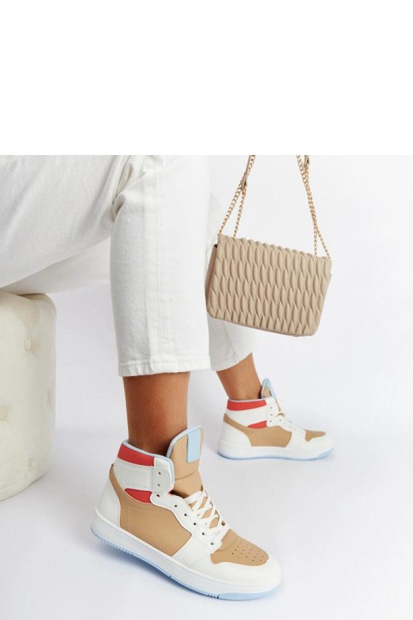 Beige Sport Shoes in Women`s Athletic Shoes, Trainers, Sneakers with Fabric and Heel Height