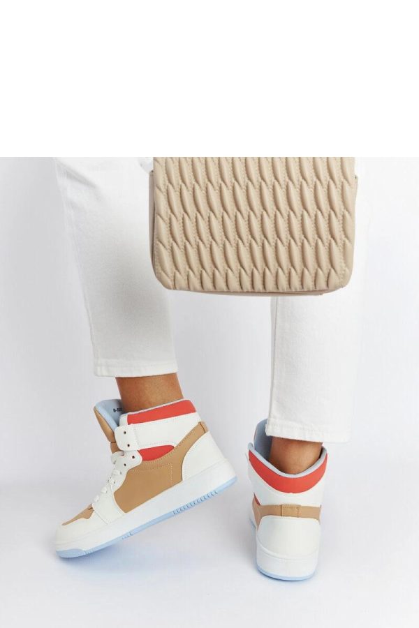 Beige Sport Shoes in Women`s Athletic Shoes, Trainers, Sneakers with Fabric and Heel Height