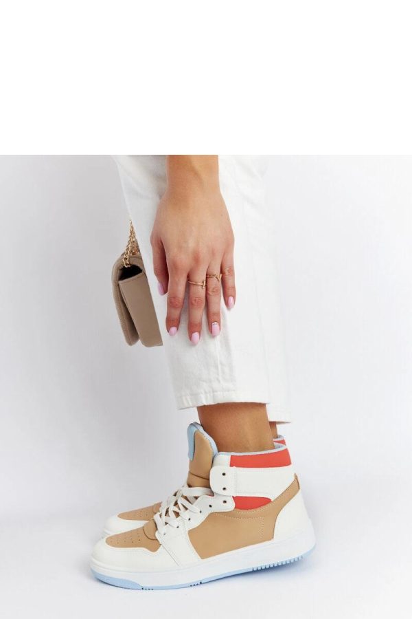 Beige Sport Shoes in Women`s Athletic Shoes, Trainers, Sneakers with Fabric and Heel Height