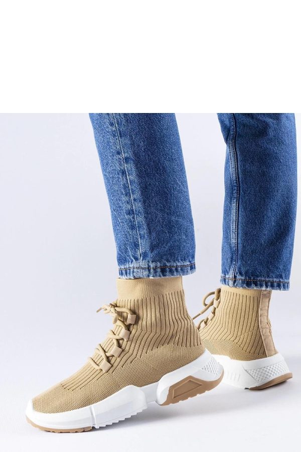 Beige Sport Shoes in Women`s Athletic Shoes, Trainers, Sneakers with Fabric and Heel Height