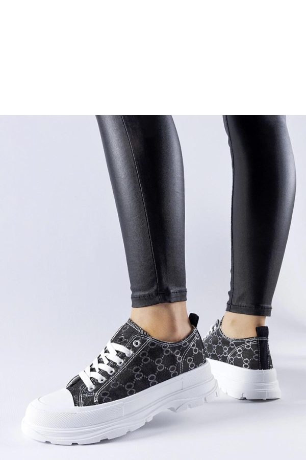 Black Sneakers in Women`s Athletic Shoes, Trainers, Sneakers with Fabric and Heel Height