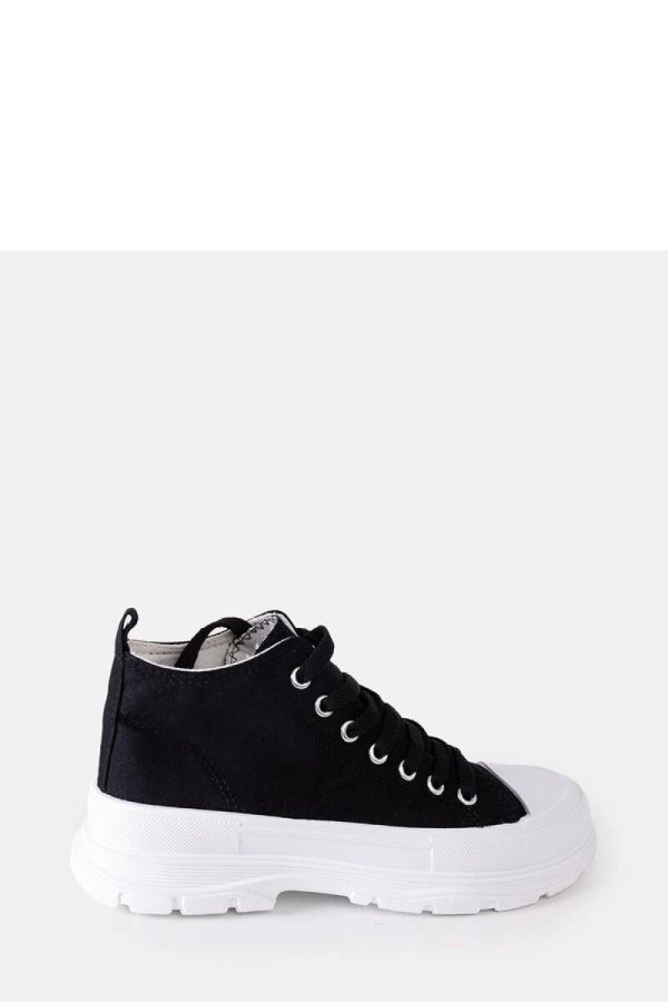 Black Sneakers in Women`s Athletic Shoes, Trainers, Sneakers with Fabric and Heel Height