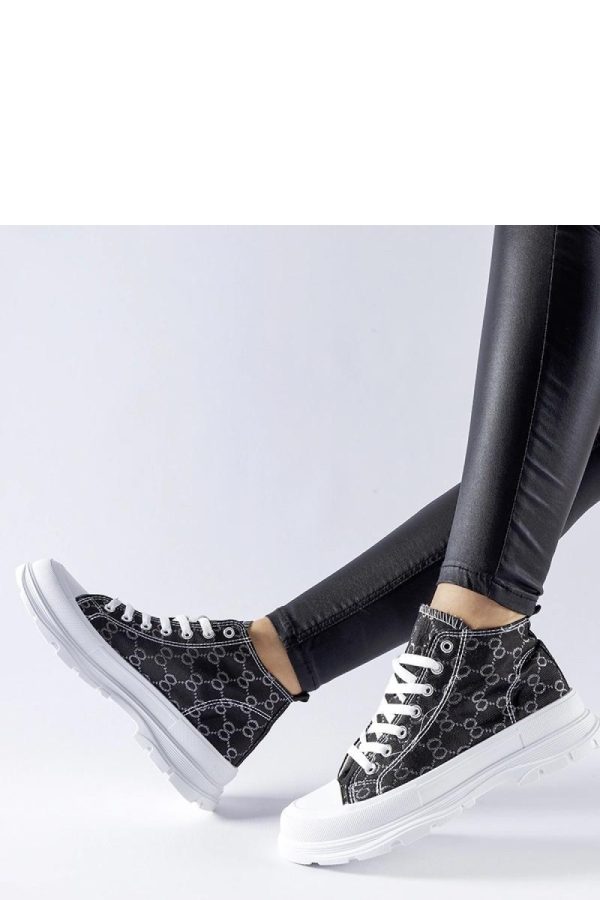 Black Sneakers in Women`s Athletic Shoes, Trainers, Sneakers with Fabric and Heel Height