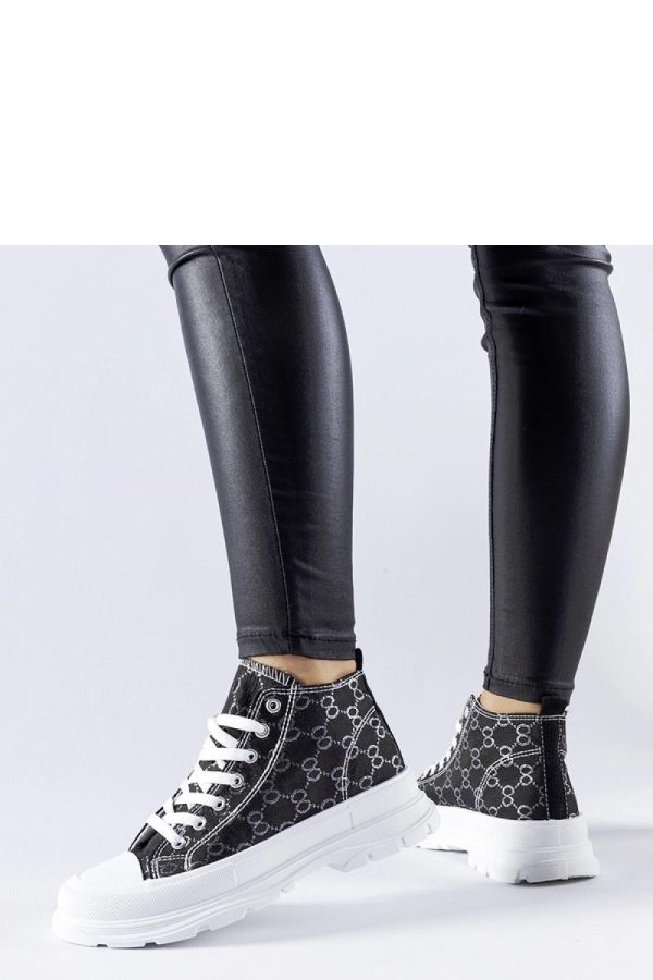 Black Sneakers in Women`s Athletic Shoes, Trainers, Sneakers with Fabric and Heel Height
