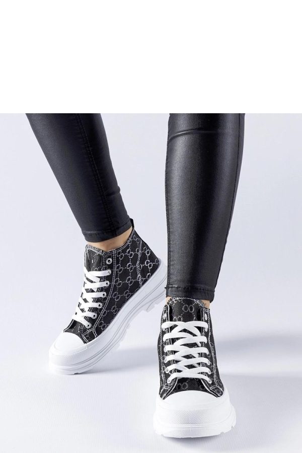 Black Sneakers in Women`s Athletic Shoes, Trainers, Sneakers with Fabric and Heel Height