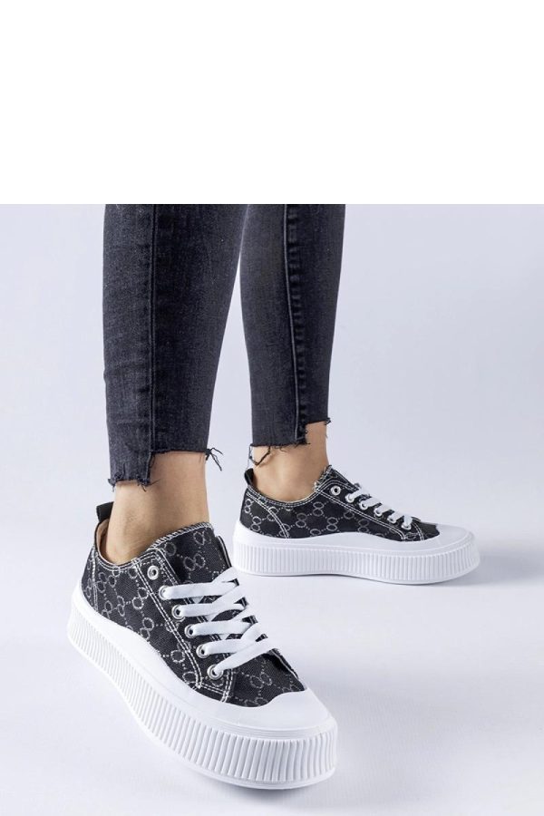 Black Sneakers in Women`s Athletic Shoes, Trainers, Sneakers with Fabric and Heel Height