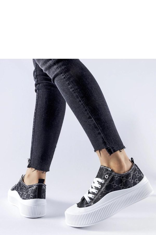 Black Sneakers in Women`s Athletic Shoes, Trainers, Sneakers with Fabric and Heel Height
