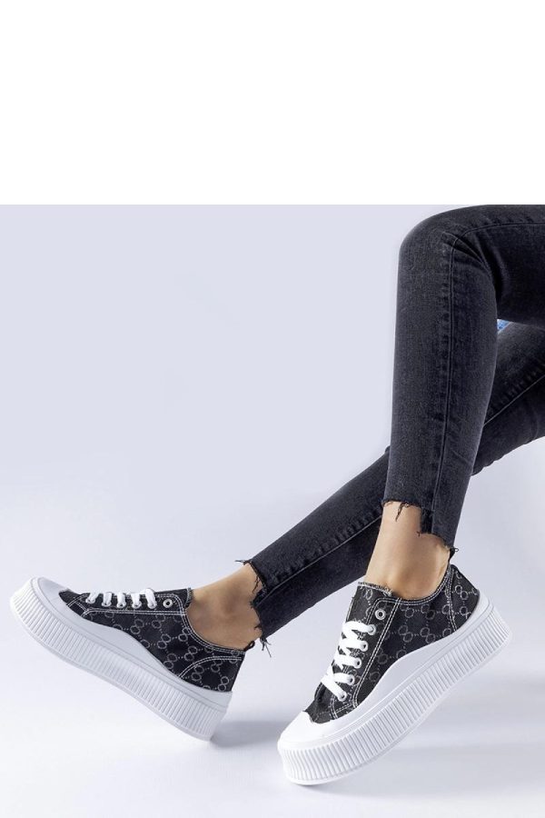 Black Sneakers in Women`s Athletic Shoes, Trainers, Sneakers with Fabric and Heel Height