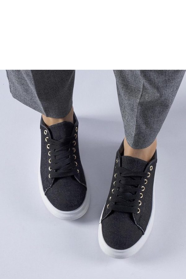 Black Platform Sneakers in Women`s Athletic Shoes, Trainers, Sneakers with Fabric and Heel Height