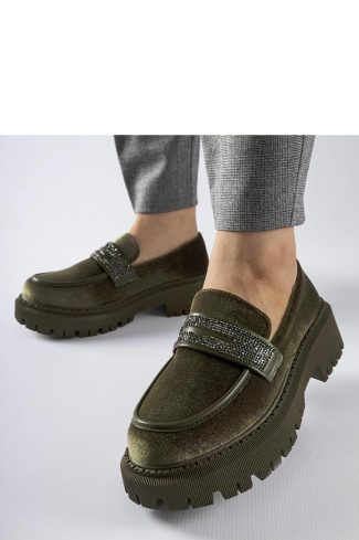 Green Mocassin.Fabric and Heel Height