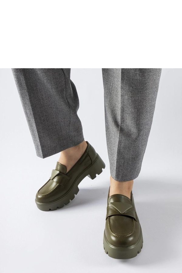 Green Mocassin in Moccasins, Loafers with Fabric and Heel Height