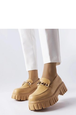 Beige Mocassin in Moccasins, Loafers with Fabric and Heel Height