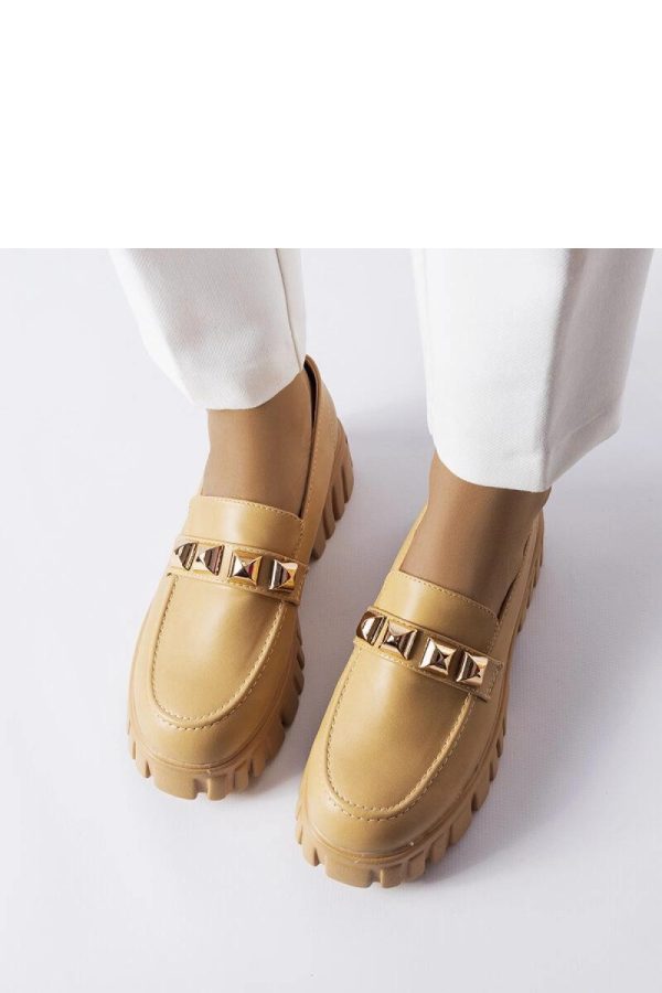 Beige Mocassin in Moccasins, Loafers with Fabric and Heel Height