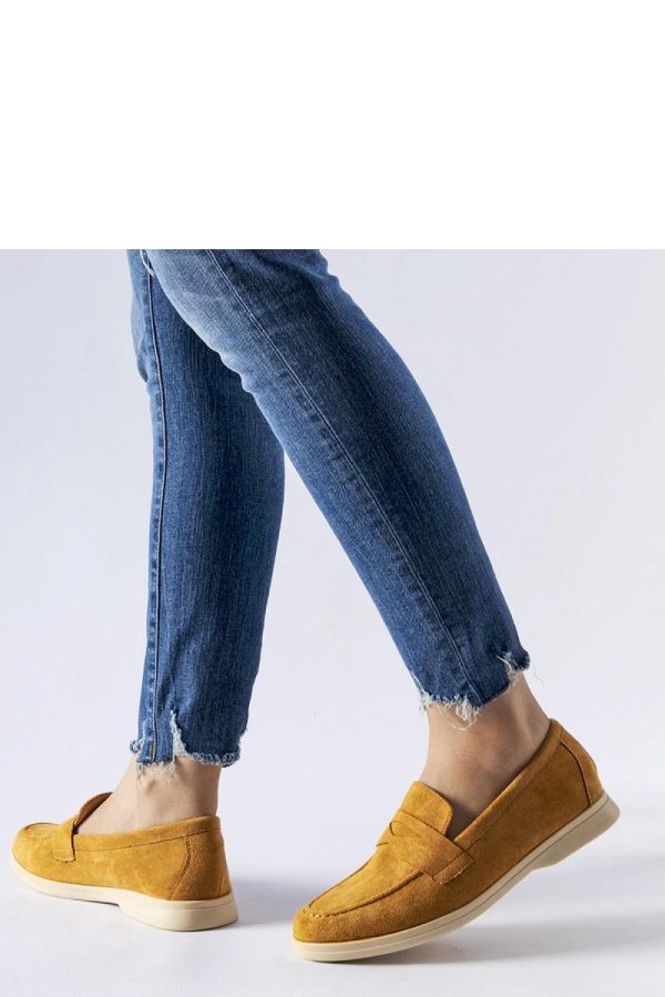 Beige Mocassin in Moccasins, Loafers with Fabric and Heel Height