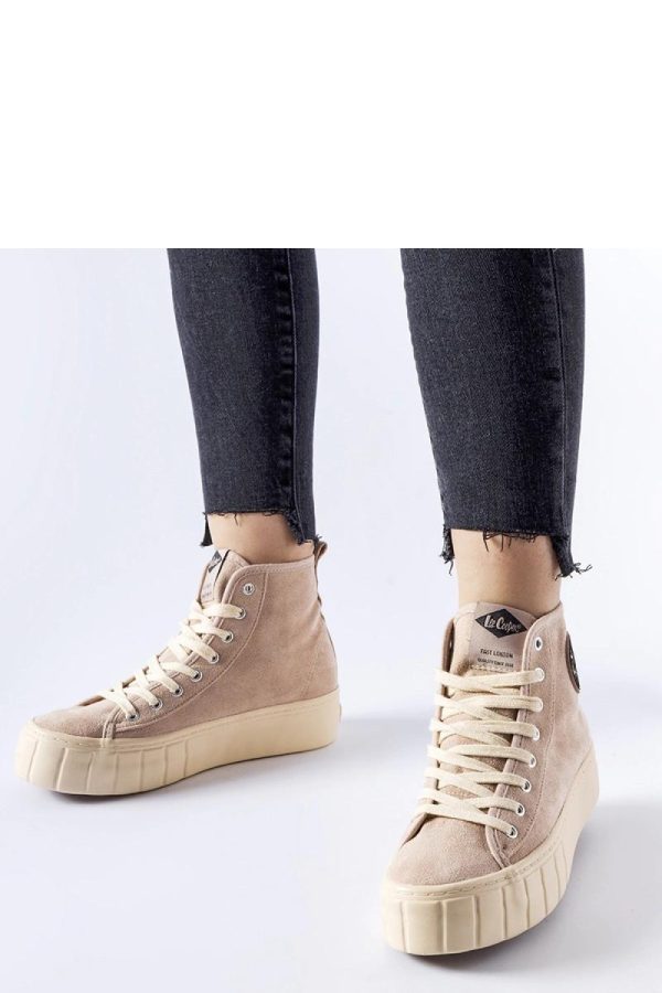 Beige Sneakers in Women`s Athletic Shoes, Trainers, Sneakers with Fabric and Heel Height