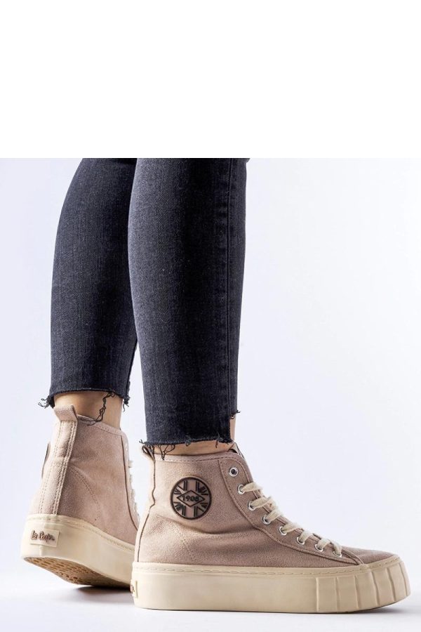 Beige Sneakers in Women`s Athletic Shoes, Trainers, Sneakers with Fabric and Heel Height