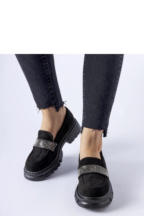 Black Mocassin in Moccasins, Loafers with Fabric and Heel Height
