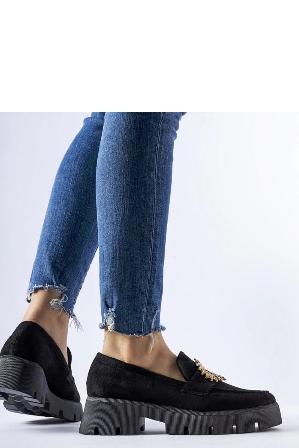Black Mocassin in Moccasins, Loafers with Fabric and Heel Height