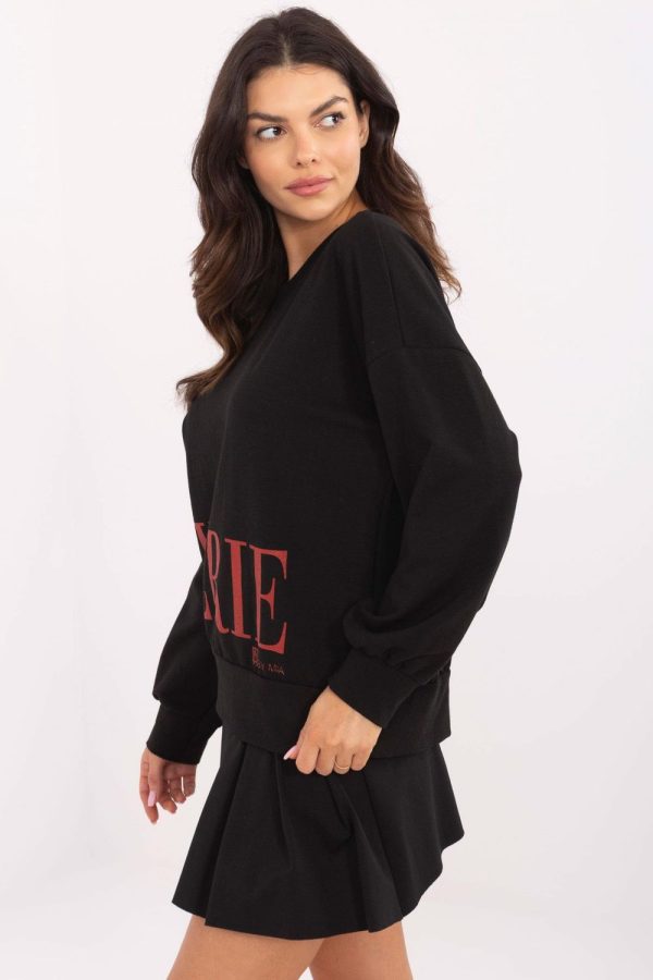Black Sweatshirt in Sweatshirts For Women with Cotton and Spandex