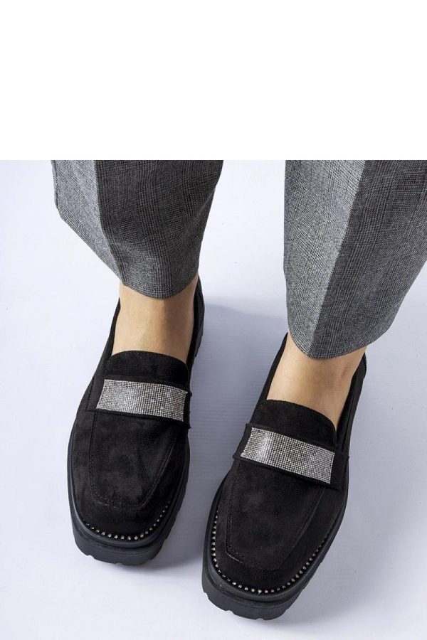 Black Mocassin in Moccasins, Loafers with Fabric and Heel Height