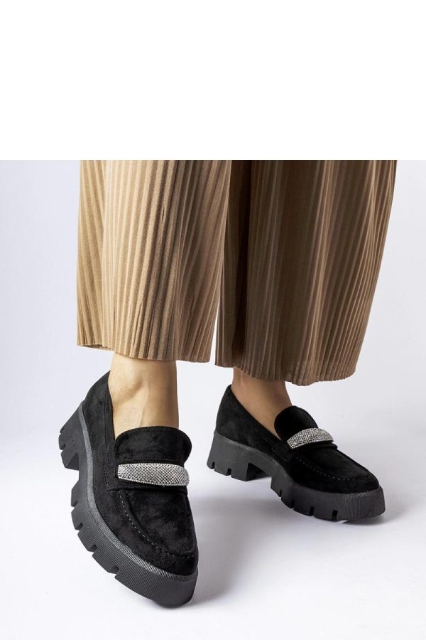 Black Mocassin in Moccasins, Loafers with Fabric and Heel Height