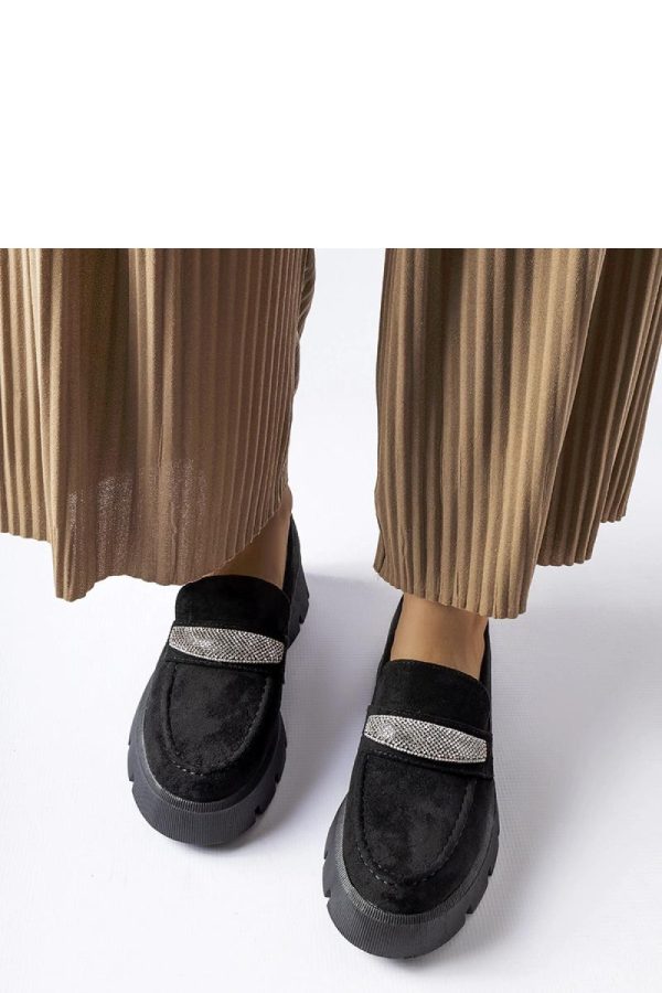Black Mocassin in Moccasins, Loafers with Fabric and Heel Height
