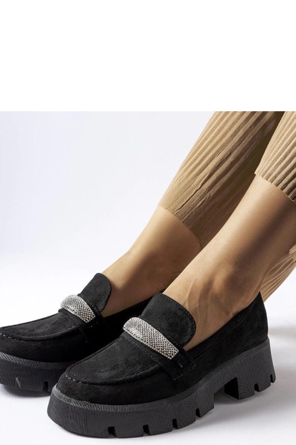Black Mocassin in Moccasins, Loafers with Fabric and Heel Height