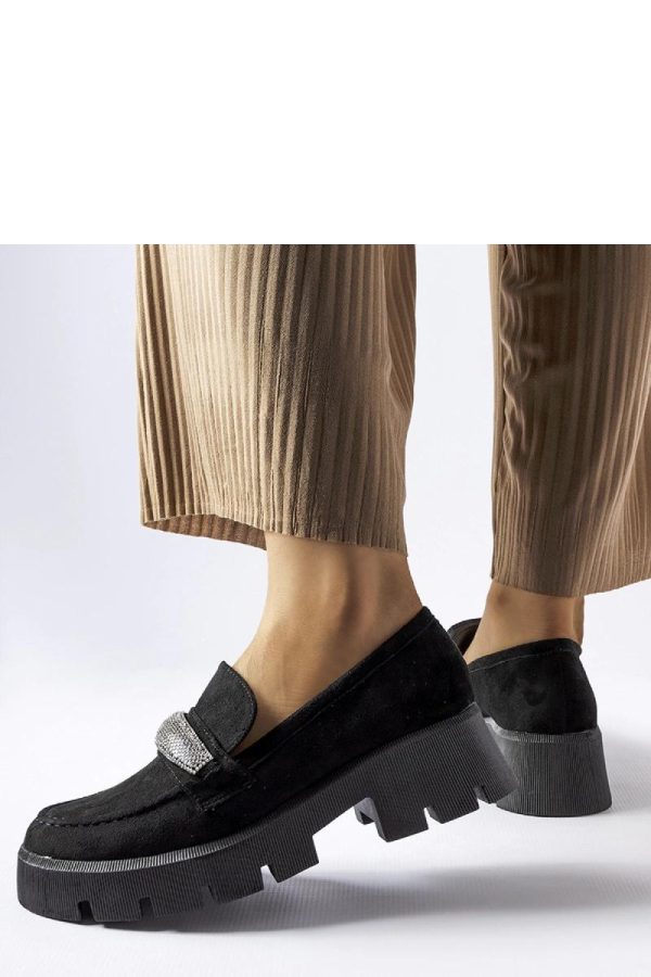 Black Mocassin in Moccasins, Loafers with Fabric and Heel Height